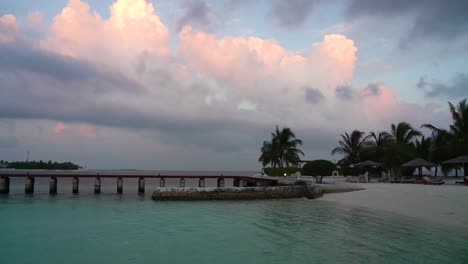 Amazing-sunset-with-pink-clouds-in-Maldives-islands