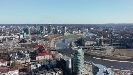 AERIAL:-Vilnius-City-From-Air-on-a-Sunny-Early-Spring-Day