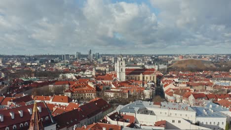 AERIAL:-Vilnius-City-Old-Town-with-Ancient-Old-Houses-with-Red-Roofs