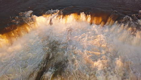 Aerial---Iguazu-Falls-and-river-in-Misiones,-Argentina,-medium-overhead-shot