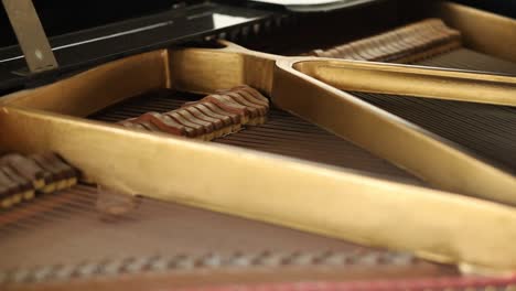 Close-up-shot-of-piano-pins-in-motion