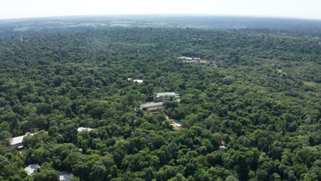 Aerial---Jungle-in-Iguazu-National-Park,-Misiones,-Argentina,-wide-spinning-shot