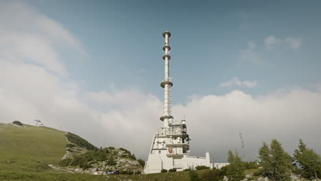 A-shot-of-a-radio-tower-on-the-top-of-mountain-Krvavec