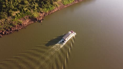 International-boat-shuttle-at-Iguazu-River-South-America-aerial