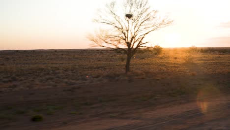 Outback-Sonnenuntergang-Aus-Einem-Autofenster,-Oodnadatta-Track-Südaustralien