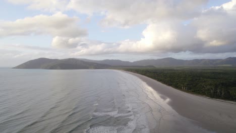 Idyllic-Beach-At-Daintree-National-Park-In-Far-North-Queensland,-Australia---aerial-drone-shot