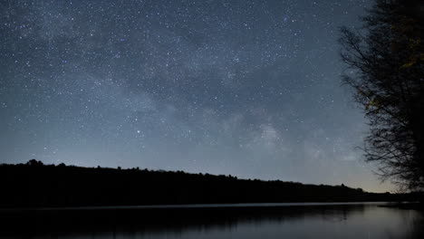 Time-lapse-of-the-Milky-Way-rising-over-a-lake-in-the-woods-of-northern-Michigan