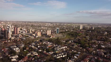 A-dynamic-panoramic-aerial-shot-of-the-entire-city-from-the-location-of-Tigre,-Buenos-Aires
