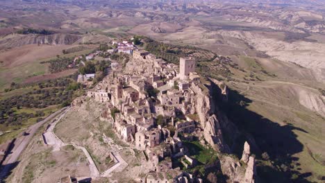 Aerial-view-of-ancient-ruins-Craco-ghost-town-on-hill-top