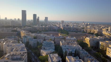 Aerial-of-Northern-Tel-Aviv-Israel-during-Sunset-at-Kikar-Hamedina---Tall-Buildings-04