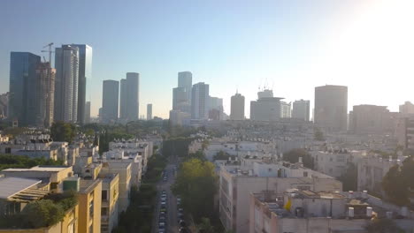 Antenne-Des-Nordens-Von-Tel-Aviv-Israel-Während-Des-Sonnenuntergangs---Hohe-Gebäude-01