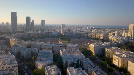 Antenne-Des-Nordens-Von-Tel-Aviv-Israel-Während-Des-Sonnenuntergangs---Hohe-Gebäude-05
