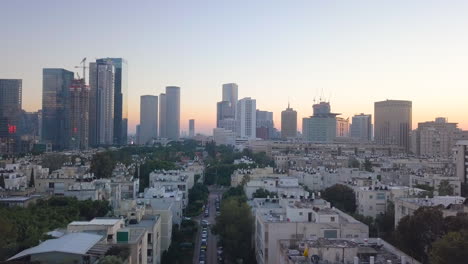 Antenne-Des-Nordens-Von-Tel-Aviv-Israel-Während-Des-Sonnenuntergangs---Hohe-Gebäude-11