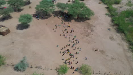 Desert-kenya,-africa-landscape-of-a-building-from-the-air-in-the-daytime-on-a-hot-summer-day