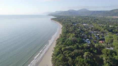 Coastal-Town-Surrounded-With-Tropical-Forest-At-Four-Mile-Beach,-Port-Douglas,-Queensland,-Australia
