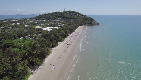 Tropical-Four-Mile-Beach-At-Port-Douglas,-Queensland-In-Summer---aerial-drone-shot