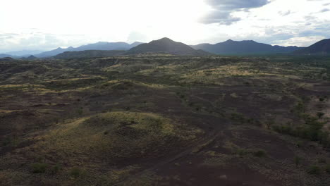 Desert-kenya,-africa-landscape-of-a-from-the-air-and-above-during-an-overcast-day