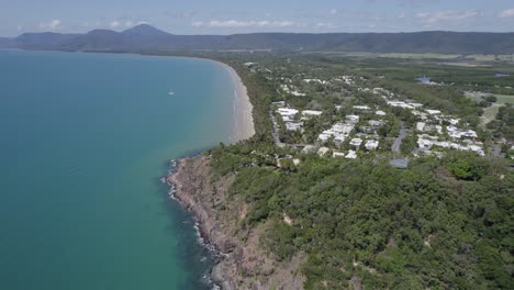 Aerial-Of-Flagstaff-Hill-Walking-Trail-And-Four-Mile-Beach-In-Port-Douglas,-Queensland
