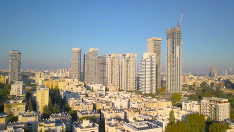 Antenne-Des-Nordens-Von-Tel-Aviv-Israel-Während-Des-Sonnenuntergangs---Hohe-Gebäude-08