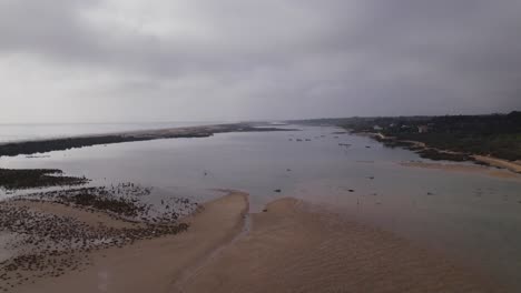 Cacela-Velha-beach-on-a-cloudy,-gloomy-day