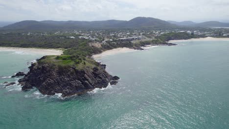 Norries-Headland-And-Blue-Ocean-At-Cabarita-Beach-In-NSW,-Australia---aerial-drone-shot