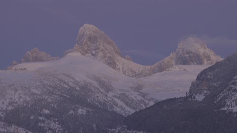 Telephoto-shot-of-the-west-face-of-the-Grand-Teton-just-after-sunset