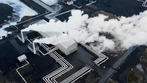 Reykjanesvirkjun-Stromkraftwerk-Aus-Geothermischer-Vulkanenergie,-Antenne