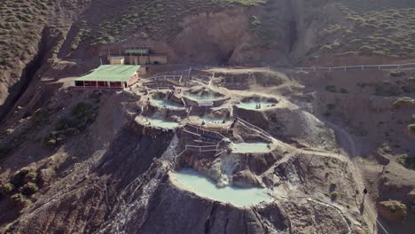 Turistas-En-El-Valle-De-Aguas-Termales-Con-Piscinas-Minerales-Al-Aire-Libre-En-Termas-Colina-Cerca-De-Santiago,-Chile