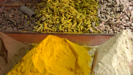 Colorful-spices-in-the-Moroccan-market,-Marrakech
