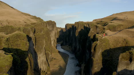 Slow-rising-shot-through-Fjaðrárgljúfur-canyon-Iceland
