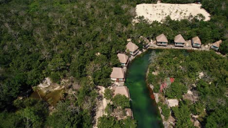 Drone-view-of-Zamna-hotel-resort,-Mexico
