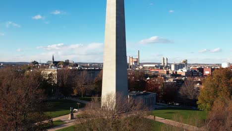 Revealing-aerial-of-Bunker-Hill-Monument-in-Boston-Massachusetts-on-a-clear-winter-day