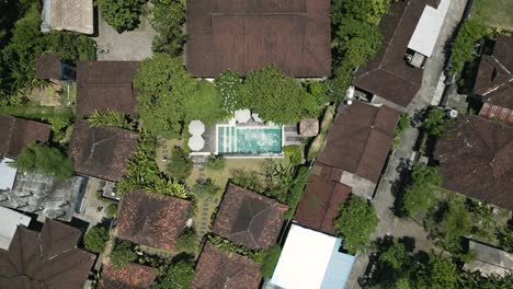Drone-view-of-Villa-and-at-Hotel-in-Sukowati,-Gianyar