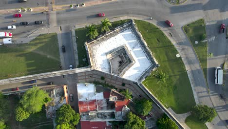 aerial-view-in-upward-rotation-of-the-wall-of-campeche
