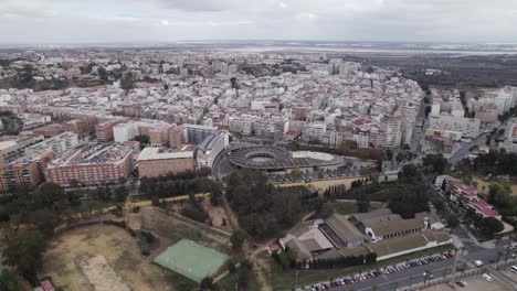 Aerial-cityscape-of-sprawling-Huelva-city,-Spain