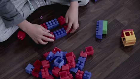 little-boy-playing-with-playing-blocks-at-home-stock-video-stock-footage