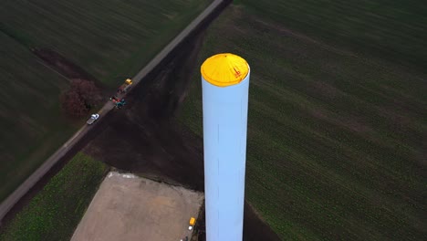 Drone-shot-from-construction-site-of-wind-turbine