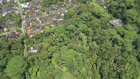 Aerial-shot-of-rural-Bali,-Gianyar-city