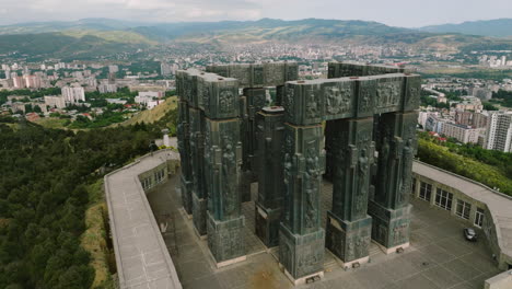Massive-stone-pillar-Chronicle-of-Georgia-national-monument-in-Tbilisi