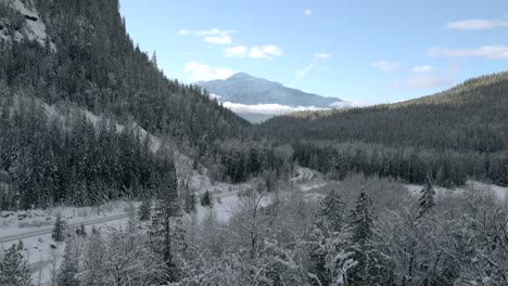 La-Magia-De-La-Puesta-De-Sol:-Un-Recorrido-Con-Drones-Por-Un-Bosque-Nevado-En-Las-Montañas-Rocosas-Canadienses