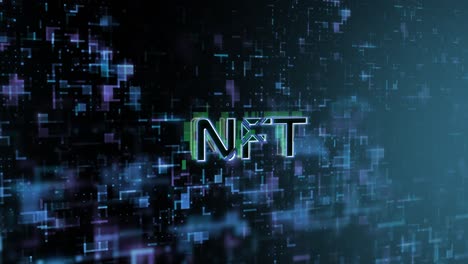 NFT-Concept-Text-Reveal-Animation-with-Digital-Abstract-Technology-Background-3D-Rendering-for-Blockchain,-Metaverse,-Cryptocurrency