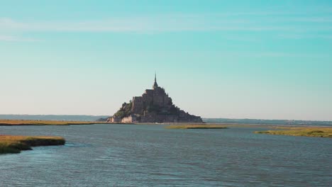 Mont-Saint-Michel-seen-from-a-distance-during-high-tide