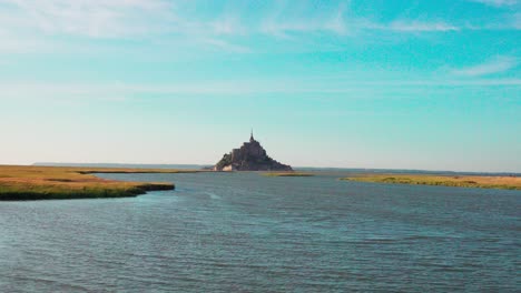 Mont-Saint-Michel-surrounded-by-the-sea-during-high-tide