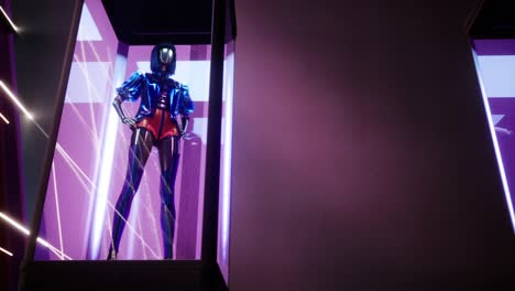 3d-Animation-of-stationary-fashion-dolls-in-summer-clothes-standing-in-illuminated-display-cabinets