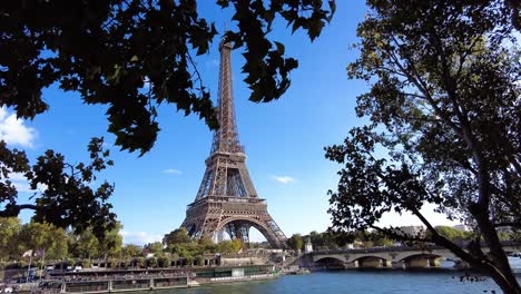 A-View-Of-The-Famous-Eiffel-Tower-From-Afar-In-Paris,-France
