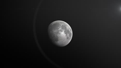 Waxing-Gibbous-Moon-In-The-Dark-Sky-With-Halo-Effect
