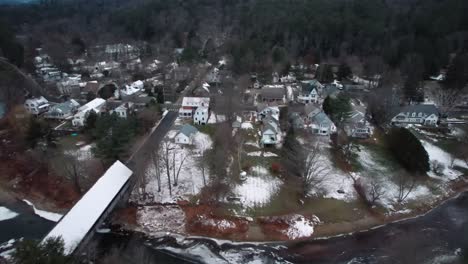 Aerial-View-of-Woodstock,-Vermont-USA
