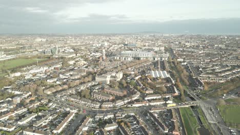 Aerial-View-Of-Dublin-City-On-A-Sunny-Day-In-Daytime-In-Ireland