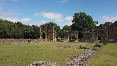 A-family-looking-around-the-ruins-of-Basingwerk-Abbey