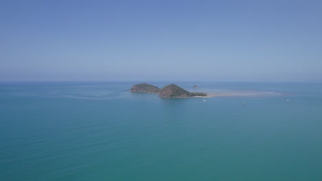 Aerial-View-Of-Double-Island-And-Surrounding-Ocean-In-Far-North-Queensland,-Australia---drone-shot